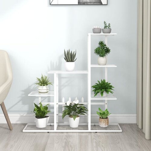 vidaXL Stalak za cvijeće 94,5 x 25 x 88 cm bijeli metalni Cijene