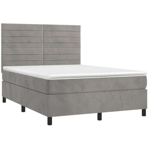  Box spring s madracem LED svjetlosivi 140x200 cm bar&amp;scaron;un Slike