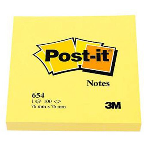 3m Blok samolepilnih lističev 654-N, 76 x 76 mm, rumen Slike