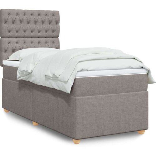  Krevet s oprugama i madracem smeđesivi 90x190 cm od tkanine Slike