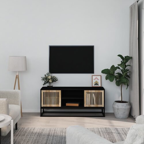 VidaXL TV omarica črna 105x30x45 cm inženirski les in železo Slike