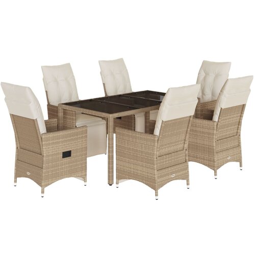 VidaXL 7-dijelni vrtni bistro set od poliratana s jastucima bež Slike