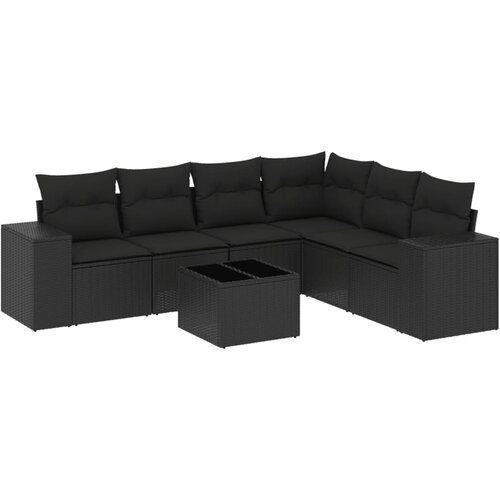 Maison Chic Seti vrtnega pohištva - Vrtna garnitura - Vrtni pohištvo set 7-delna z blazinami črn poli ratan, (21803204) Cene