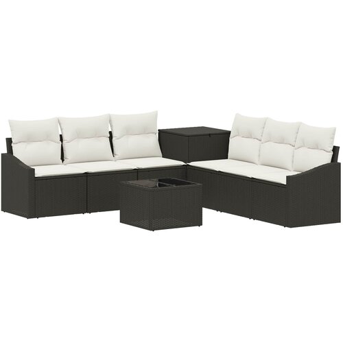  Set sofe 8 kom. Crna i krem-bijela Poli Rattan i čelik Slike