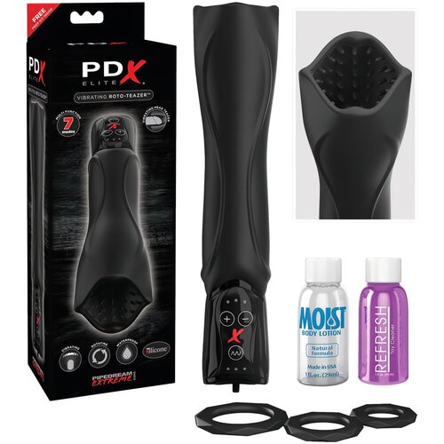 PDX Roto-Teaser - vodootporan, rotirajući, vibrirajući masturbator (crni) Cijene