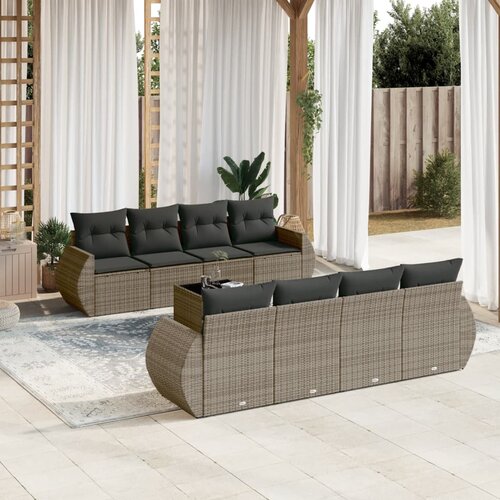 vidaXL 9-dijelni set vrtnih sofa od poliratana s jastucima sivi Cijene