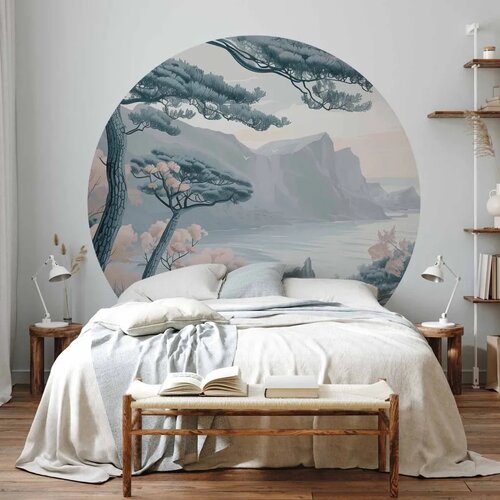 Okrugla fototapeta - Blue coast in delicate colours 140x140 Slike