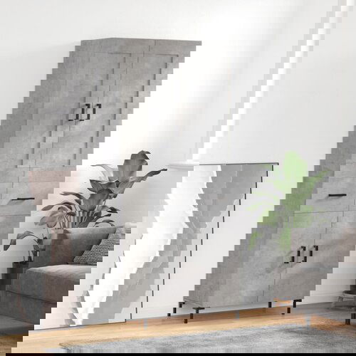 vidaXL Visoka komoda betonsko siva 69,5x34x180 cm inženirski les Cene