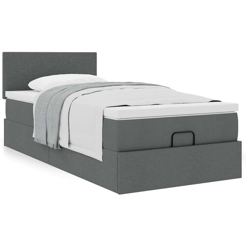 VidaXL Otomanski okvir kreveta s madraca tamnosivi 90x190cm tkanine Slike