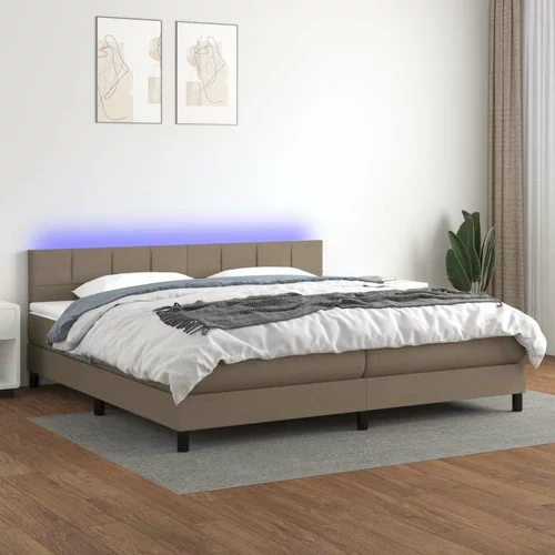  Box spring postelja z vzmetnico LED taupe 200x200 cm blago, (20897314)