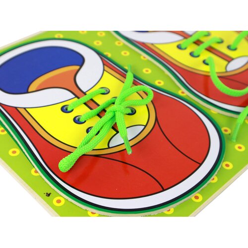  Wooden educational toy for learning how to tie shoelaces Slike