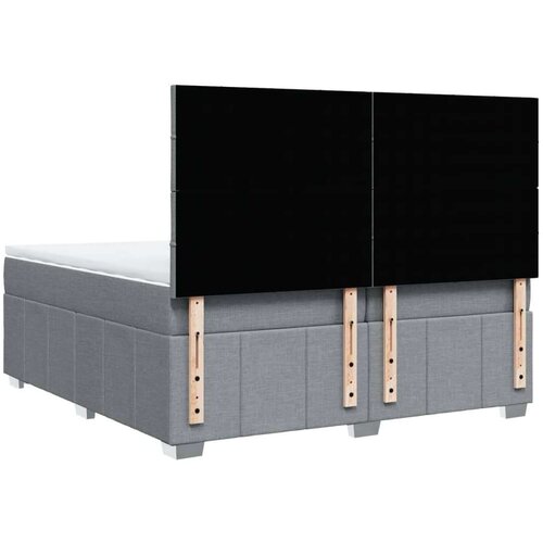 VidaXL Krevet s oprugama i madracem svjetlosivi 200 x 200cm od tkanine Slike