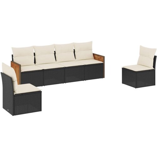  6-dijelni set vrtnih sofa s jastucima crni od poliratana Crna 59 x 62 x 69 cm Slike