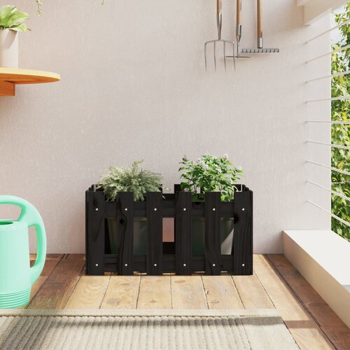 vidaXL Vrtna sadilica s izgledom ograde crna 60x30x30 cm od borovine Cijene