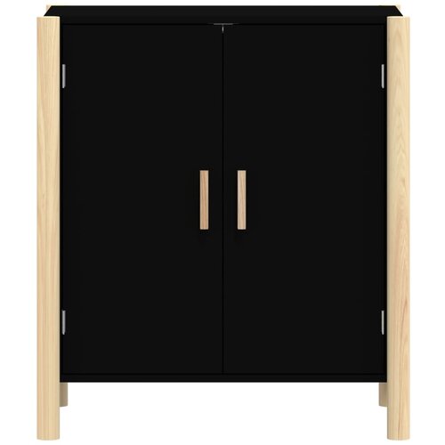  Komoda crna 62 x 38 x 70 cm od konstruiranog drva Slike