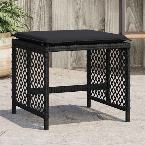  Vrtni stolci s jastucima 4 kom crni 41x41x36 cm od poliratana Cijene