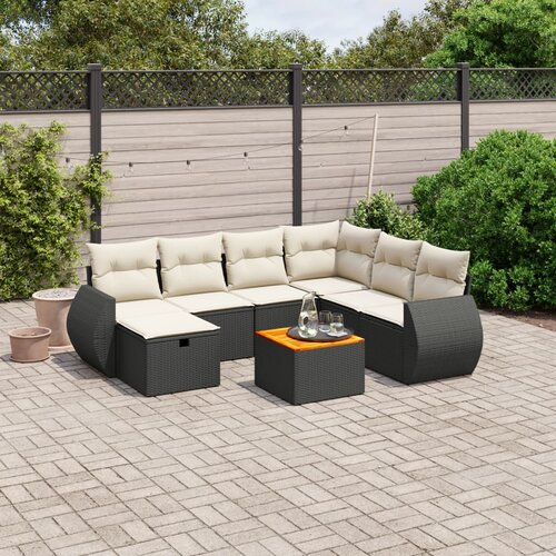 VidaXL 8-dijelni set vrtnih sofa od poliratana s jastucima crni Slike