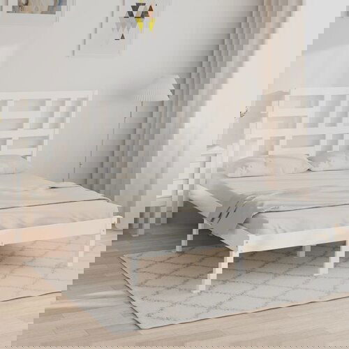 The Living Store Posteljni okvir bel iz trdnega lesa 120x200 cm - Posteljni Okvir, (21524210) Slike