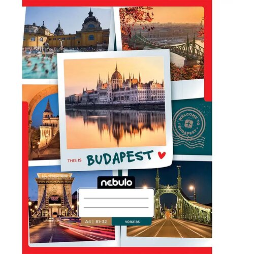 NEBULO speto zvezan, črtast zvezek z motivom Budimpešte 81-32 A/4 Cene