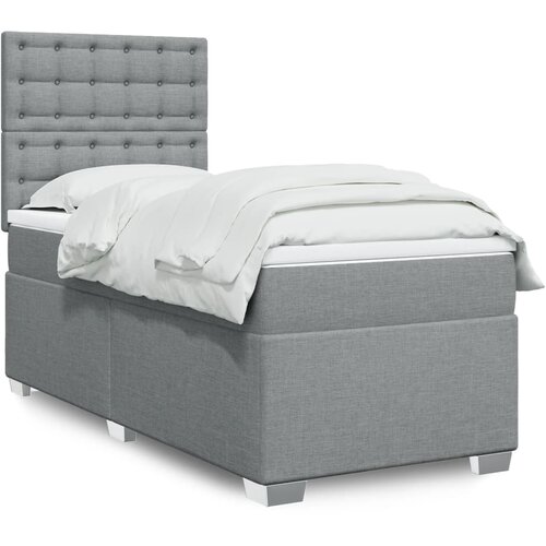 vidaXL Box spring postelja z vzmetnico svetlo siva 90x190 cm blago Cene