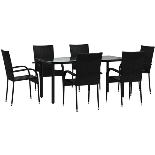  7-dijelni vrtni blagovaonski set od poliratana crni Crna Dužina stola 160 cm Slike