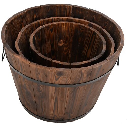  3-dijelni set drvenih kanti za sadnju od masivne jelovine Smeđa &amp;Oslash; 45 x 35 cm Slike