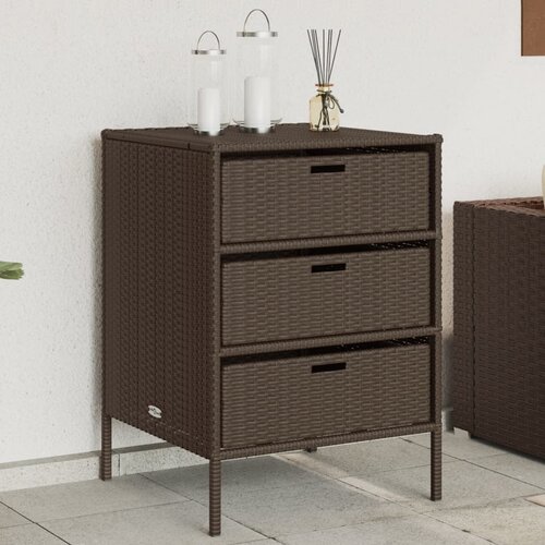  The Living Store Vrtna omara za shranjevanje rjava 55x59x80 cm poli ratan - Vrtna Omara, (21449696) Slike