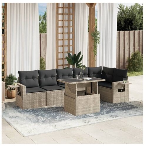 vidaXL 7-dijelni set vrtnih sofa svjetlosivi od poliratana Cijene