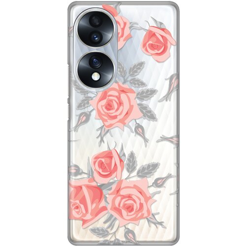 silikonska maska za Huawei Honor 70 Elegant Roses Print Skin providna Slike