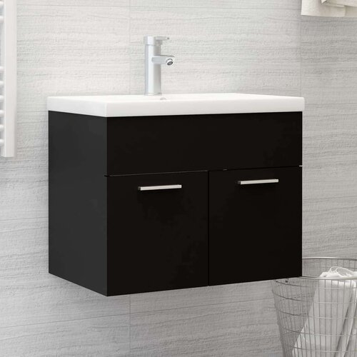 vidaXL Omarica za umivalnik črna 60x38,5x46 cm iverna plošča Cene