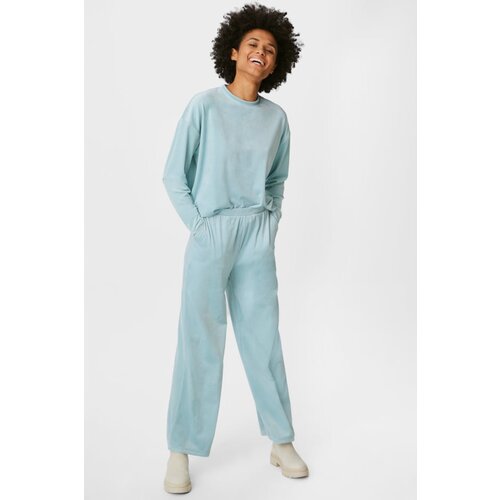 CA ženske pantalone, somotne, basic, menta Cene