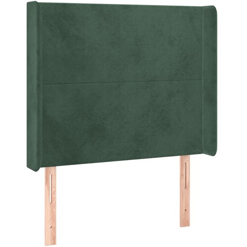 VidaXL Vzglavje z u&amp;scaron;esi temno zeleno 83x16x118/128 cm žamet, (20938621) Slike