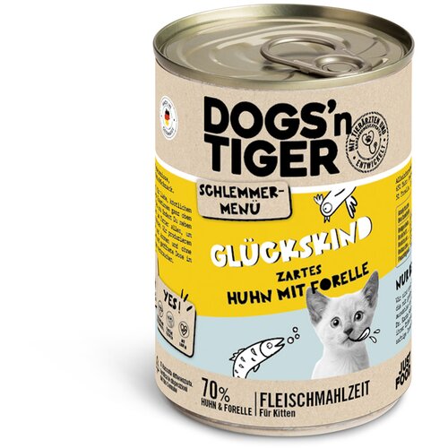 Dogs&amp;#039;n Tiger Varčno pakiranje gurmanski meni 12 x 400 g - Pi&amp;scaron;čanec s postrvjo I za mladičke Slike