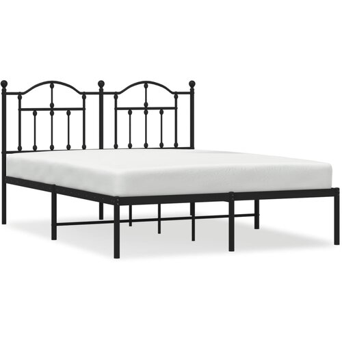Maison Chic Kovinski Posteljni okvir - Dvoposteljna postelja - Zakonska postelja z vzglavjem črn 140x190 cm, (21692567) Slike