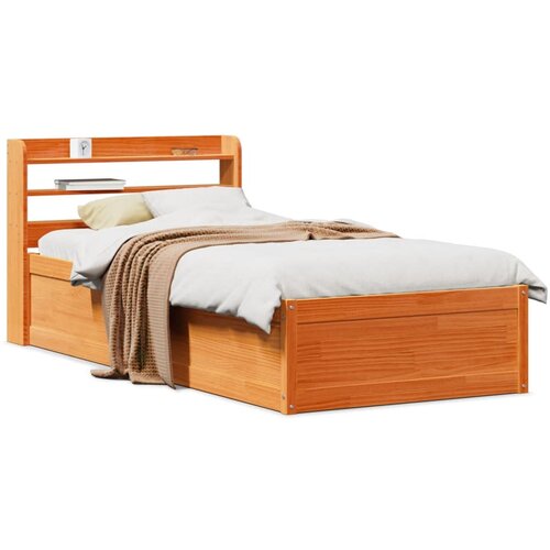 vidaXL Posteljni okvir z vzglavjem voščeno rjava 90x190 cm borovina Cene