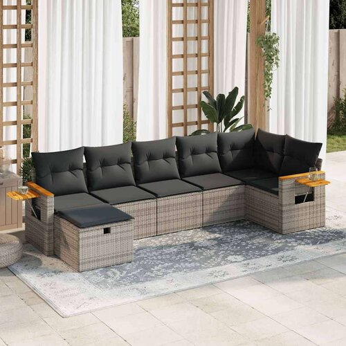 VidaXL 7-dijelni set vrtnih sofa sivi od poliratana Slike