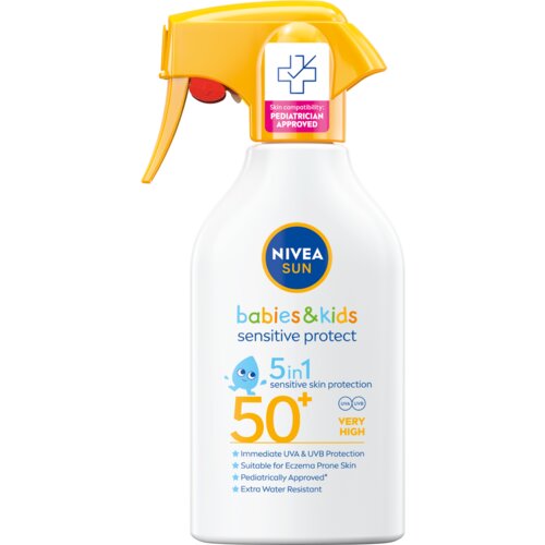 Nivea Sun Babies & Kids Sensitive Protect Spray SPF50+ zaščitna krema za sončenje za občutljivo kožo 270 ml Cene