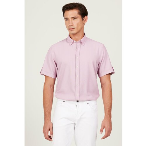AC&Co / Altınyıldız Classics Men's Lilac Slim Fit Slim Fit Shirt with Hidden Buttons and Short Sleeves. Cene