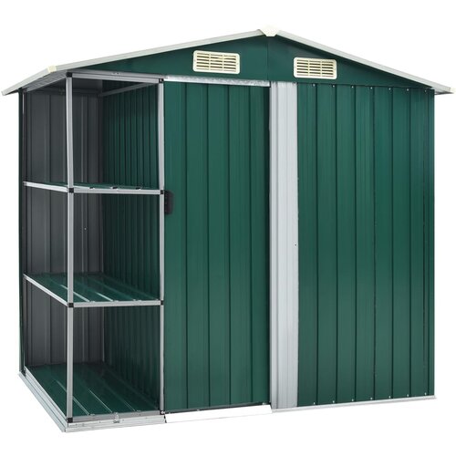 vidaXL Vrtna lopa s stojalom zelena 205x130x183 cm železna Cene