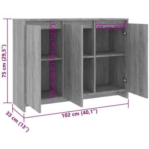 VidaXL Komoda boja sivog hrasta sonome 102 x 33 x 75 cm od iverice Slike