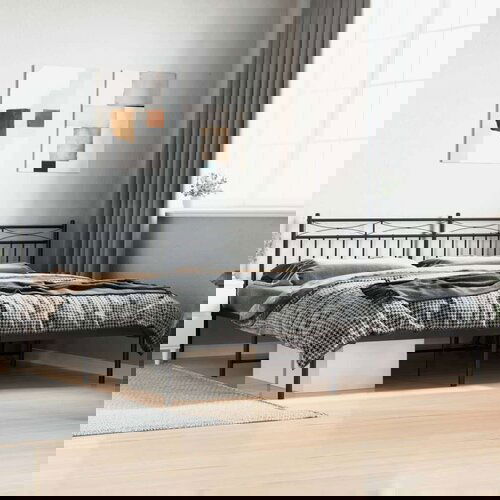 Metalni okvir za krevet s uzglavljem crni 193x203 cm Cene