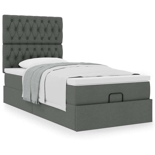 vidaXL Otomanski posteljni okvir z vzmetnico siv 80x200 cm blago Cene