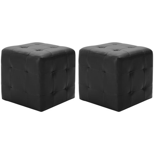 The Living Store Tabure 2 kosa črn 30x30x30 cm umetno usnje - Tabure, (21419808) Slike