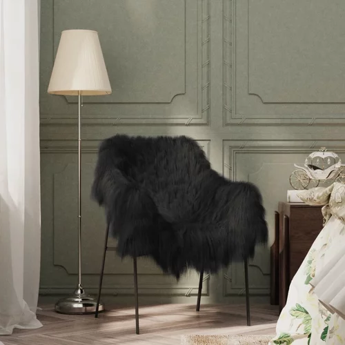 Navlaka za stolicu od islandske ovčje kože crna 70 x 110 cm