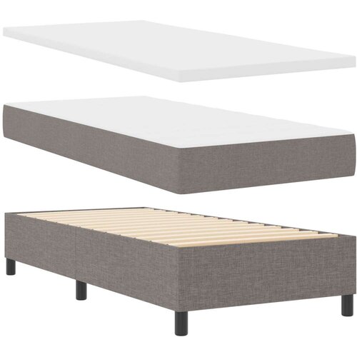 VidaXL Krevet s box springom s madracem i klupom taupe 90x190 cm tkanina Slike