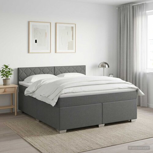  Krevet s box springom, madracem i LED-om Tamnosiva 180 x 200 cm Slike