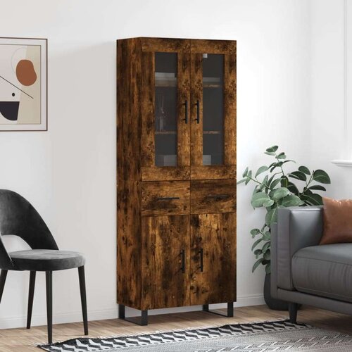  Visoka komoda dimljeni hrast 69 5x34x180 cm konstruiranog drva Slike