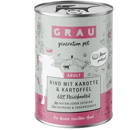 GRAU pasja hrana 6 x 400 g - Govedina s korenjem in krompirjem