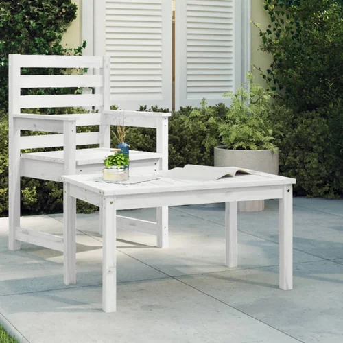 vidaXL Vrtni stol bijeli 82 5 x 50 5 x 45 cm od masivne borovine