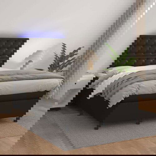  Box spring s madracem LED crni 120x200cm od umjetne kože Slike